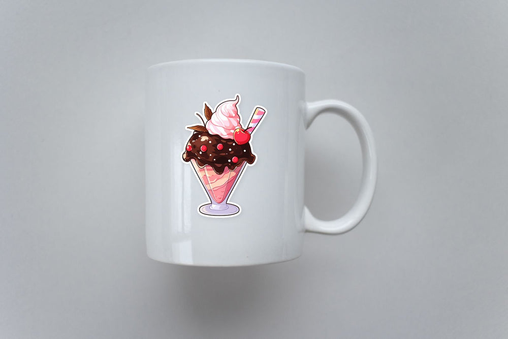 Ice Cream with Cherry & Chocolate Sticker