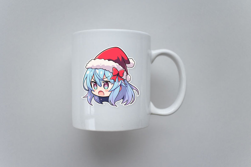 Cute Anime Girl with Santa Hat Sticker