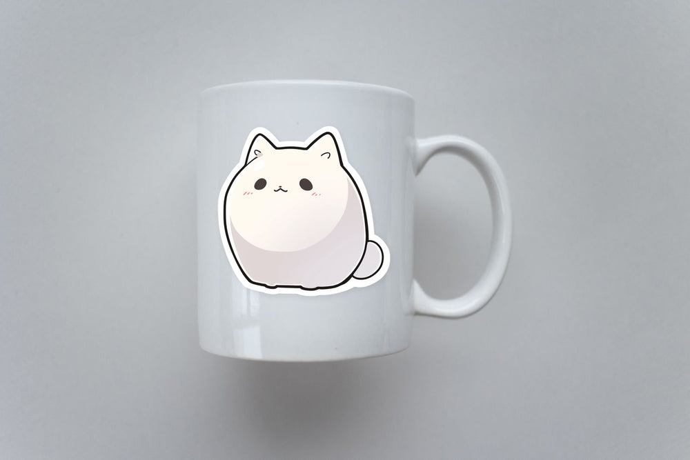 Simple White Kawaii Kitty Sticker