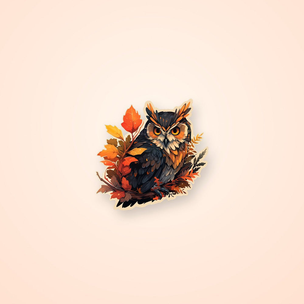 Owl in Fall Foliage Sticker