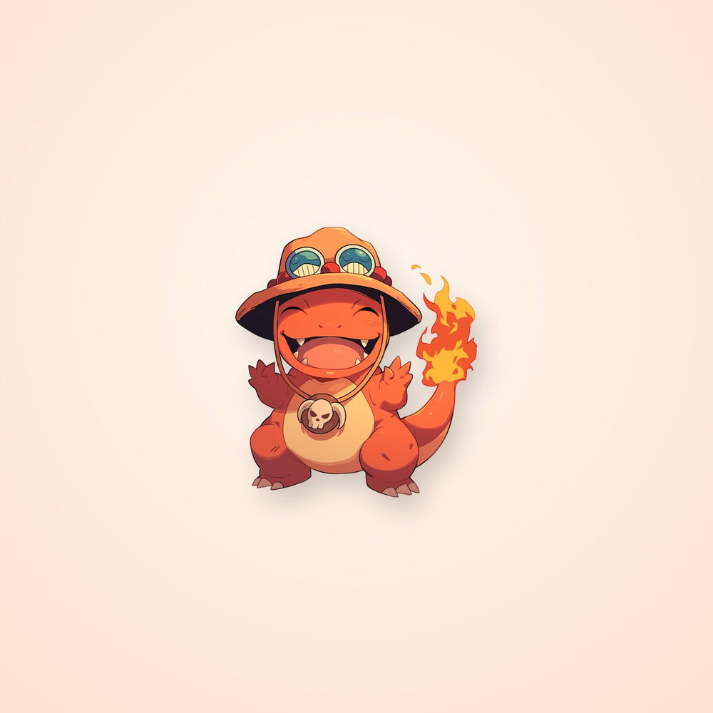 Charmander Ace Hat One Piece Sticker
