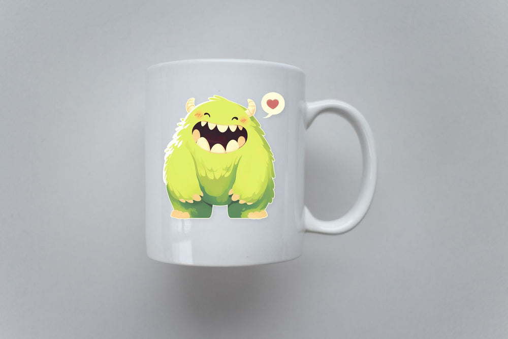 Cute Green Monster Love Sticker