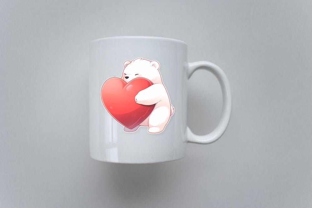Bear Hugging a Giant Heart Sticker