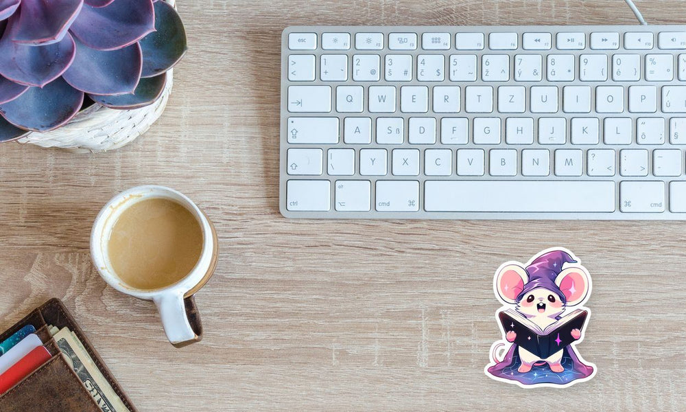 Wizard Mouse with Book Sticker