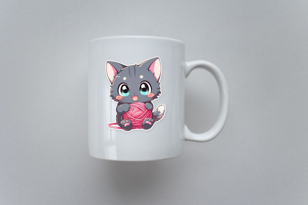 Cute Kitten with a Ball of Threads Sticker