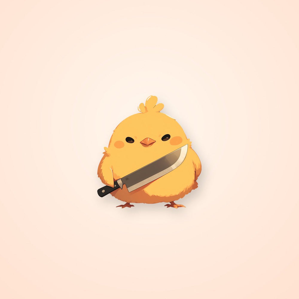 Cute Chicken Knife Menace Sticker