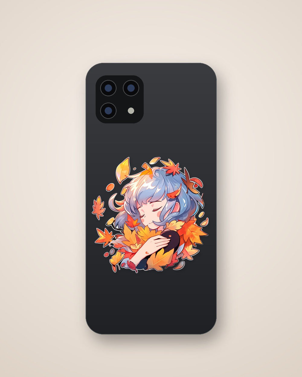 Anime Girl with Autumn Leaves Sticker