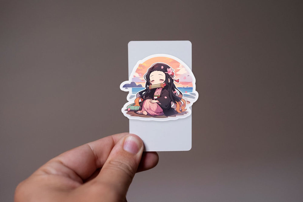 Cute Nezuko by the Sea Sticker