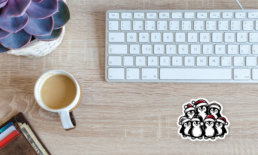 Cute Penguins in Christmas Hats Sticker