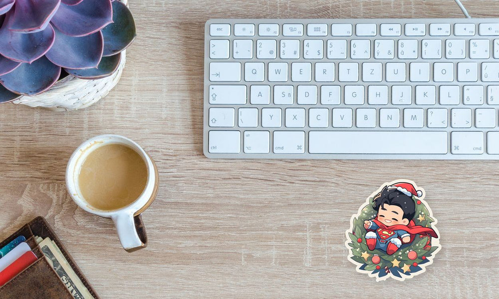 Chibi Superman Christmas Sticker