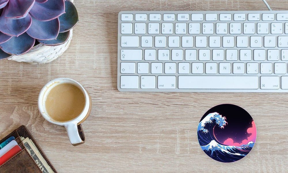 Aesthetic Japanese Great Wave Round Sticker