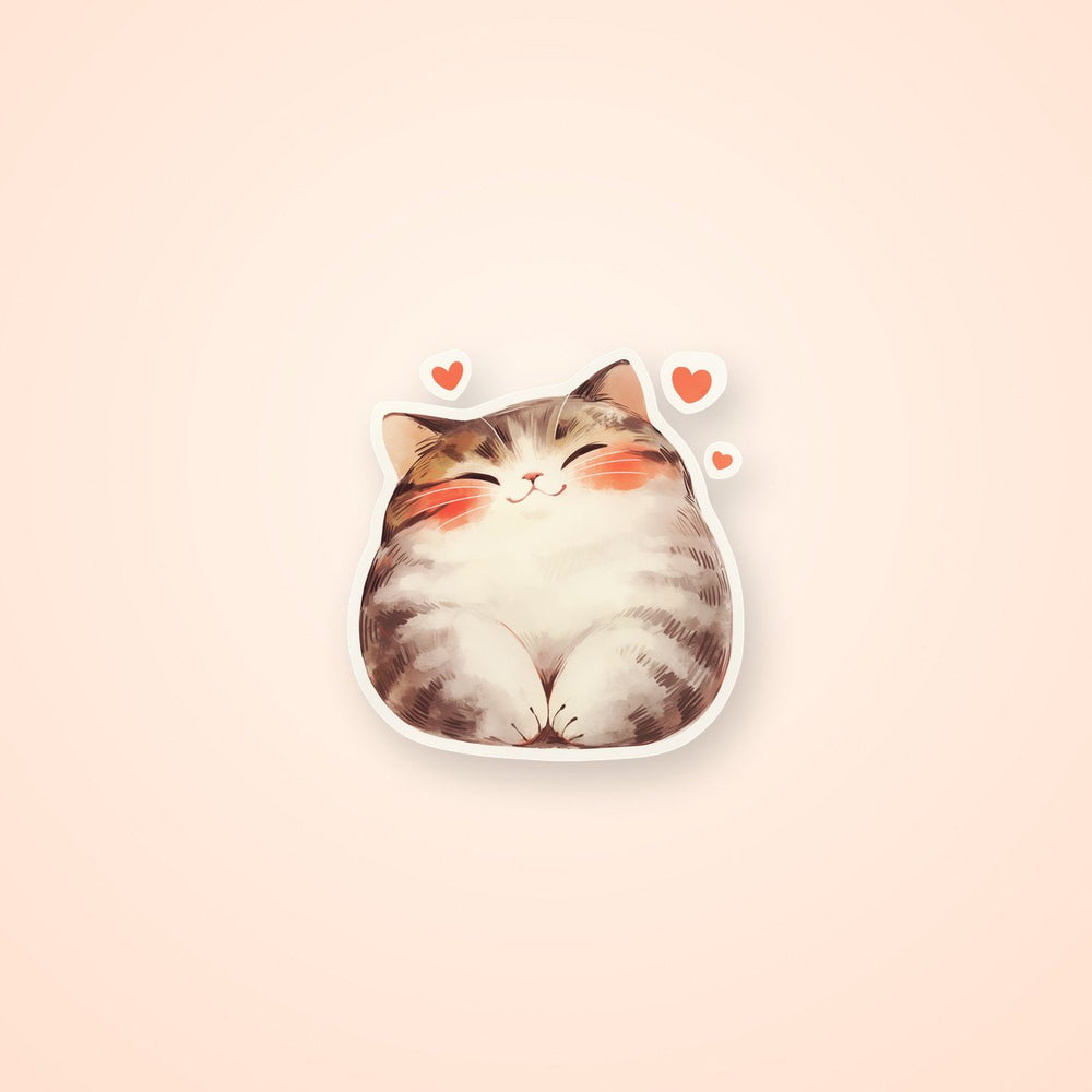 Cute Fat Cat Love Sticker