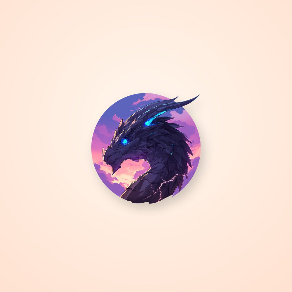 Fantasy Purple Dragon Round Sticker
