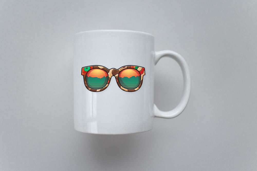 Bright Sunglasses with Green & Orange Reflection Sticker