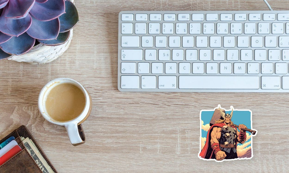 Thor Retro Comic Mighty Hammer Sticker