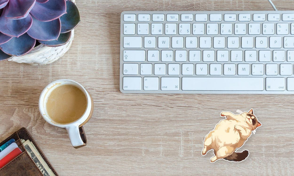 Lazy Cat Lying on Back Sticker