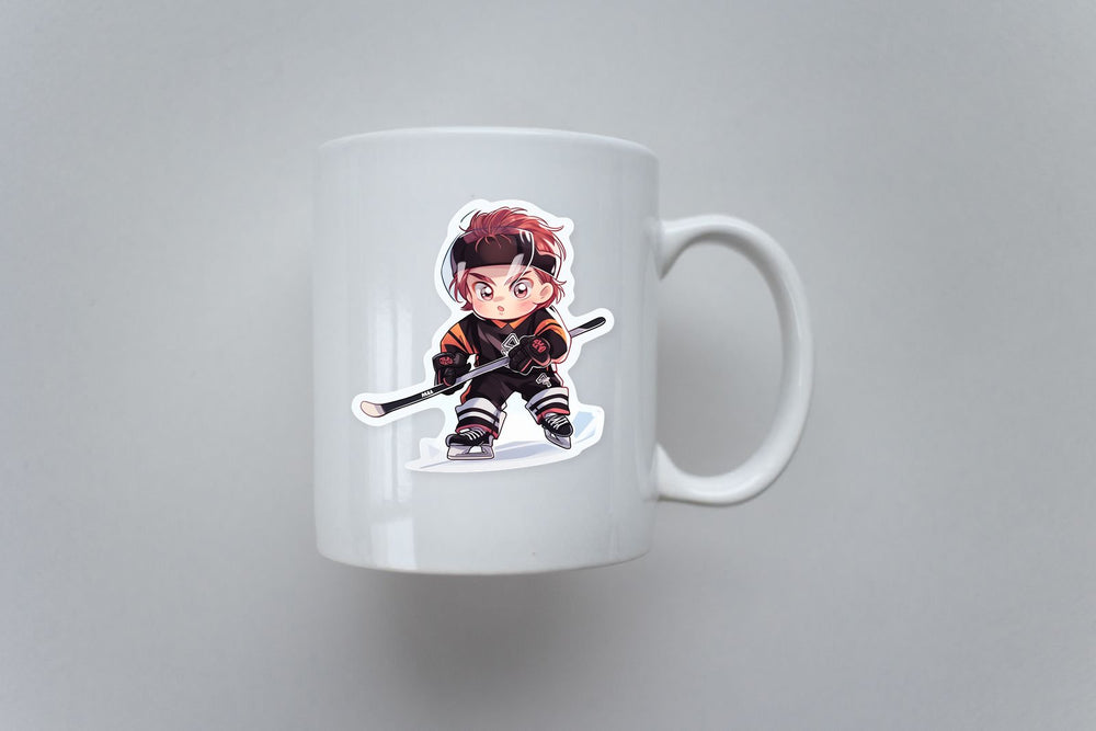 Chibi Anime Guy Playing Hockey Sticker