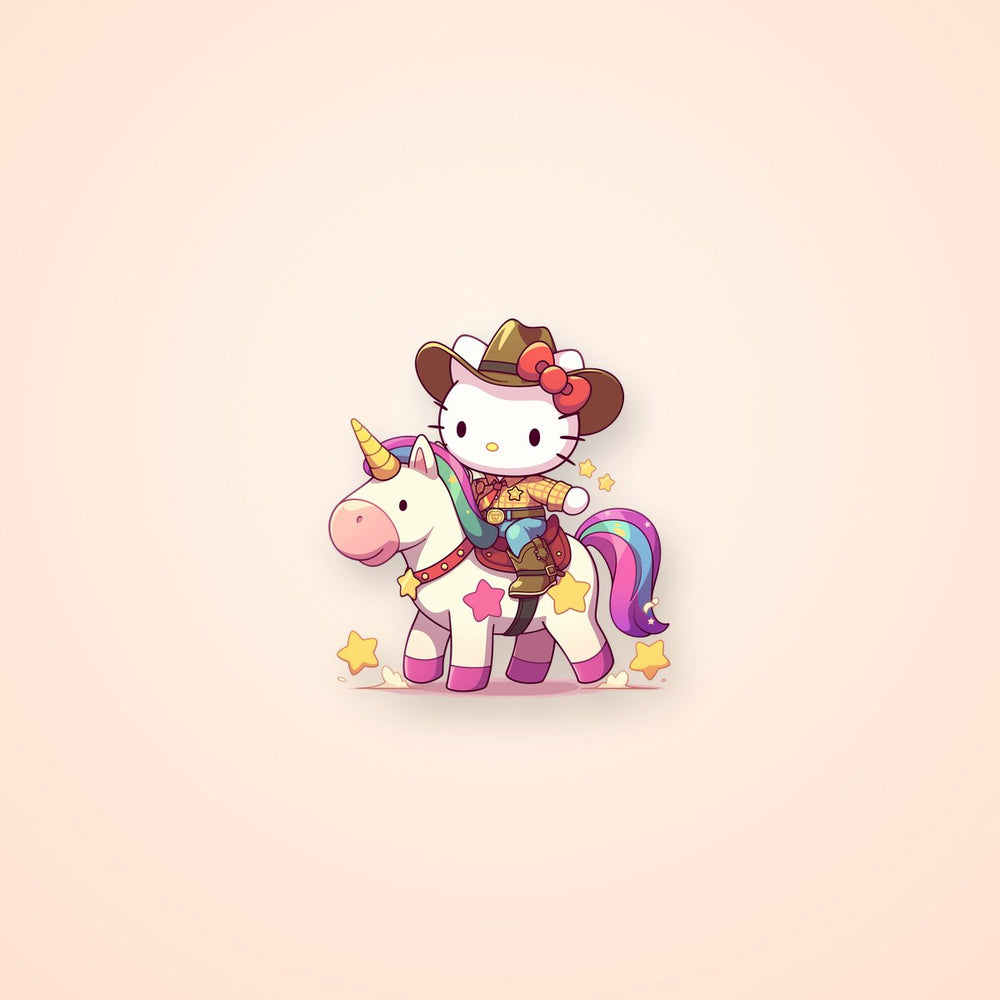 Hello Kitty Cowgirl on Unicorn Sticker