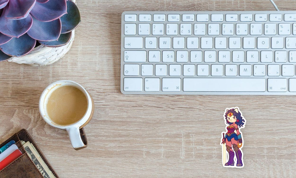 Hello Kitty Wonder Woman Kawaii Superhero Sticker