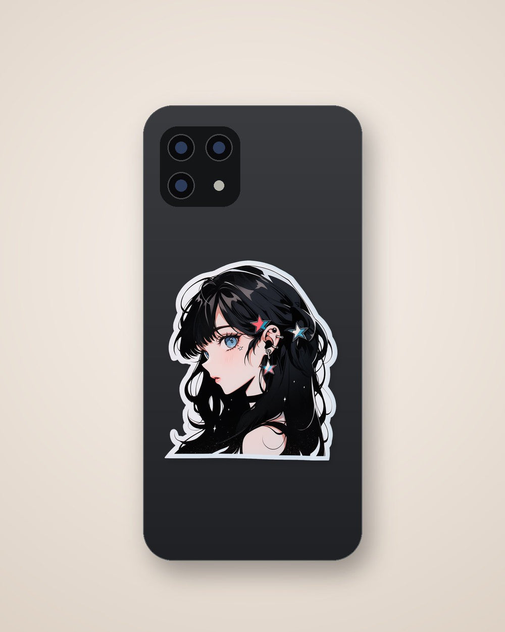 Blue-Eyed Brunette Anime Girl Aesthetic Sticker