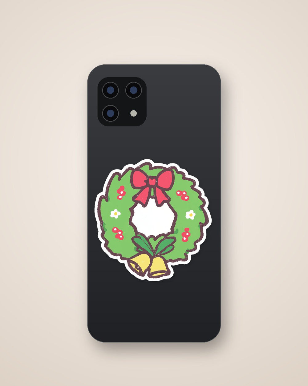 Christmas Holiday Wreath Handdrawn Sticker