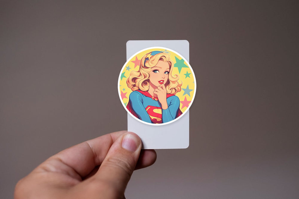 Retro Supergirl Pinup Sticker