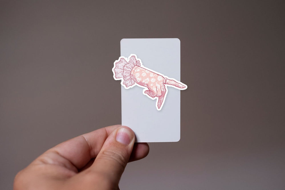 Vintage Pink Lace Glove Pointing Hand Sticker