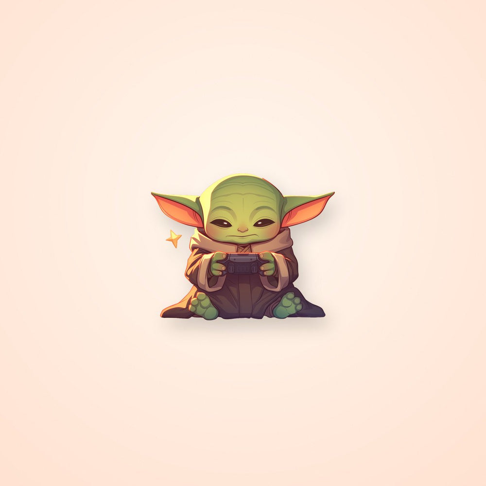 Baby Yoda Playing Games Sticker