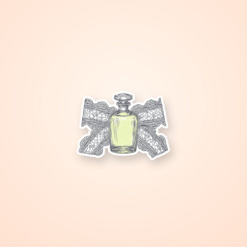 Vintage Perfume Bottle with Lace Bow Sticker