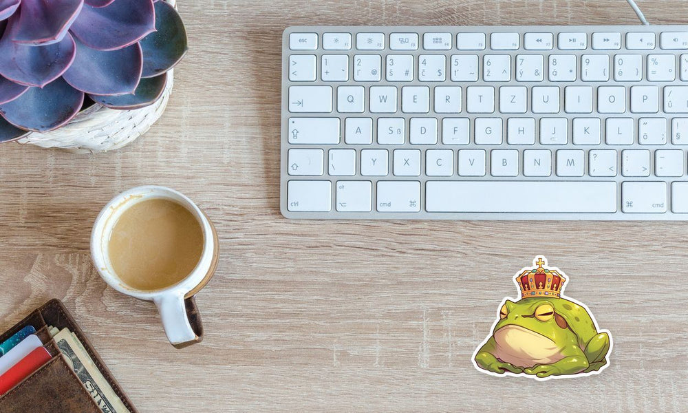 Grumpy Frog King Crown Sticker