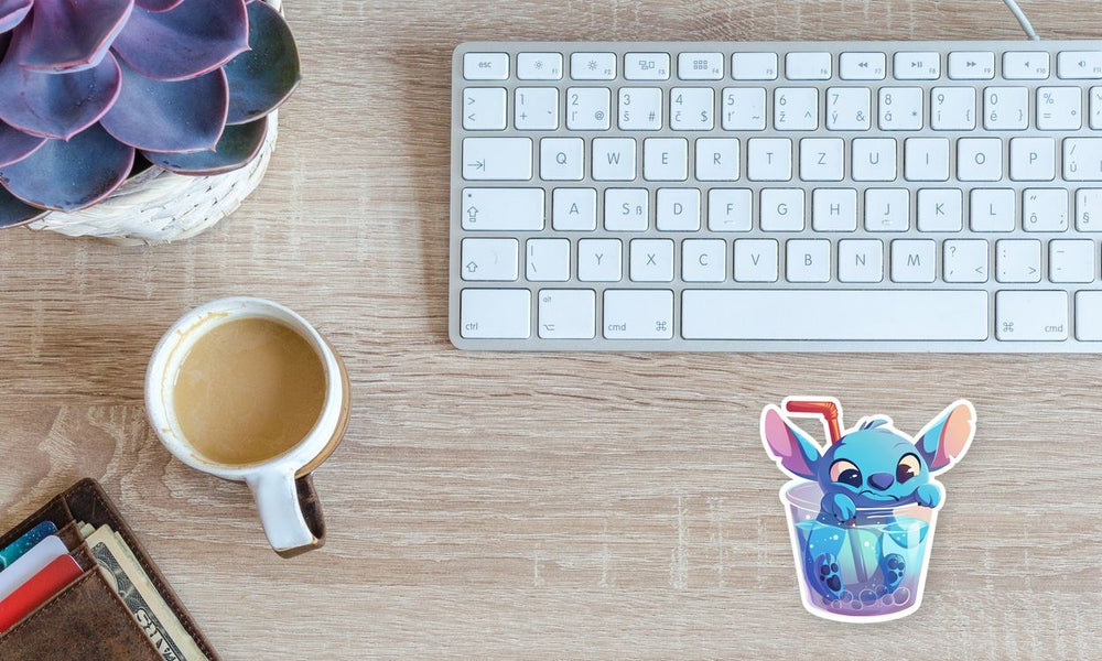 Stitch in Bubble Tea Cup Sticker