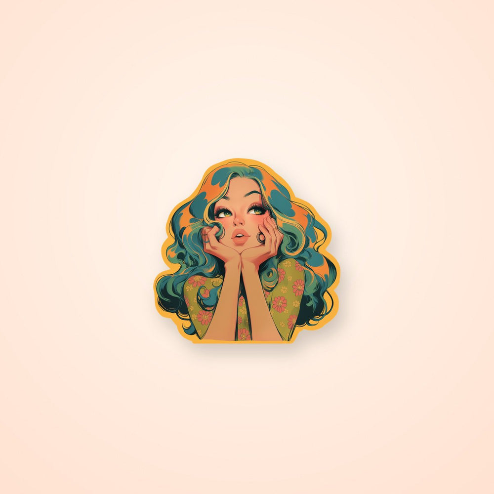 Retro Girl Pop Art Sticker