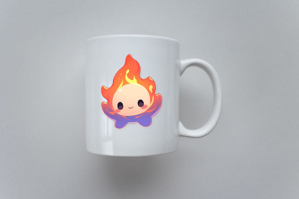 Purple & Orange Kawaii Flame Sticker