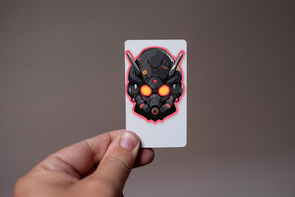 Cyborg Mech Helmet Pink Stroke Sticker