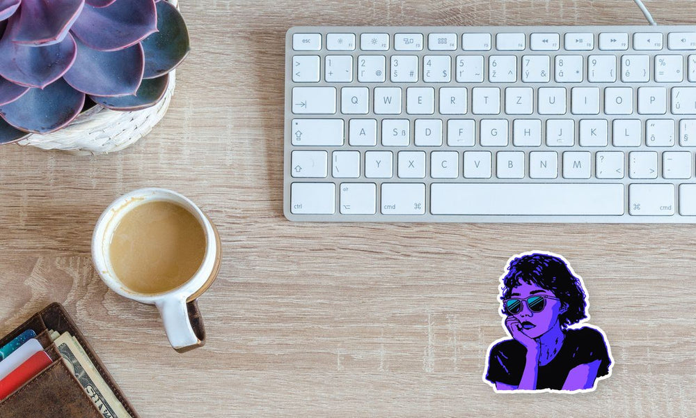 Neon Aesthetic Girl Sunglasses Sticker
