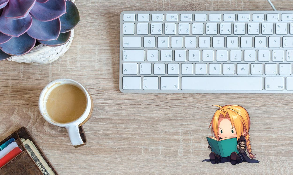 Kawaii Edward Elric Reading Book Sticker