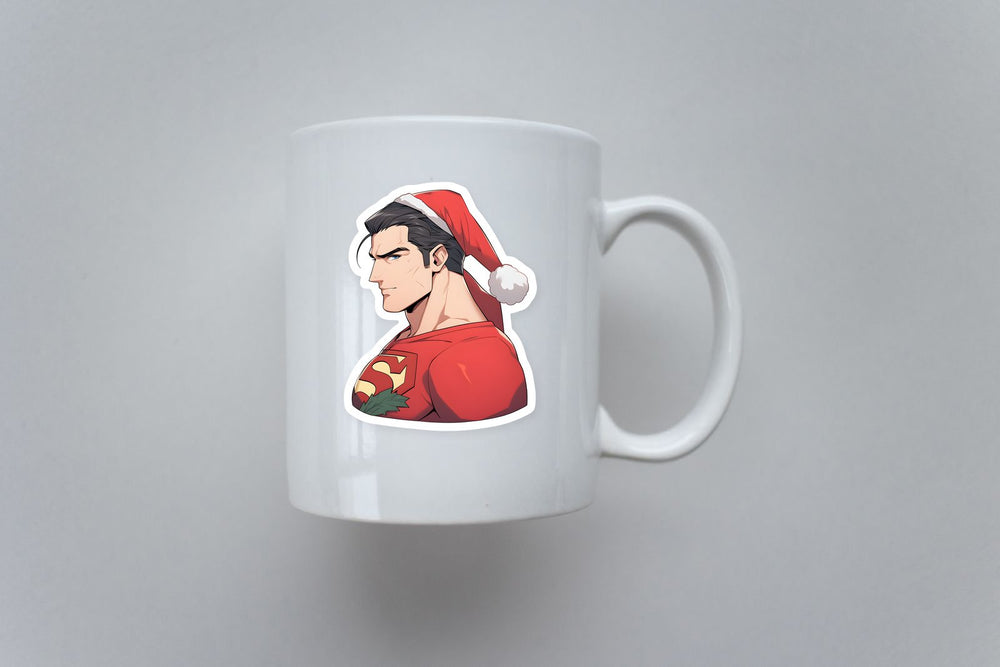DC Superman in Christmas Hat Sticker