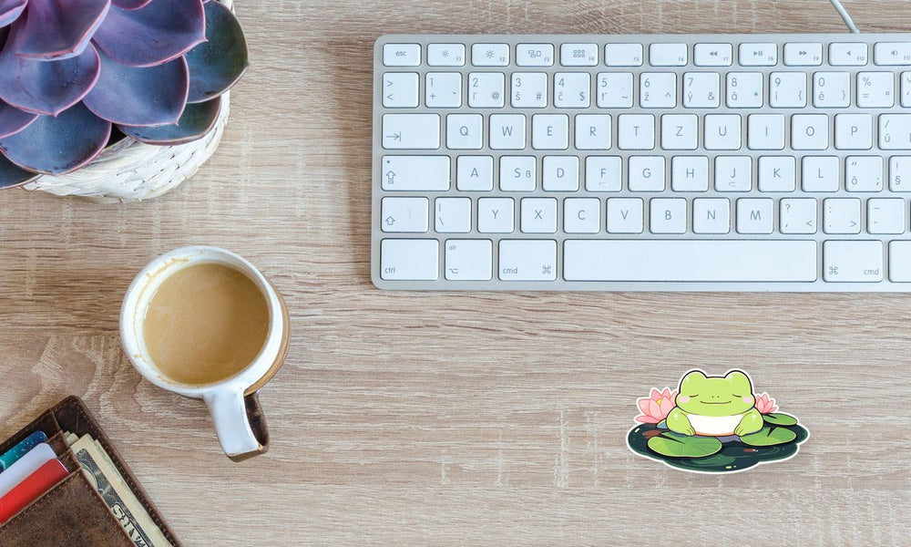 Cute Frog Sitting on Lily Pads Sticker