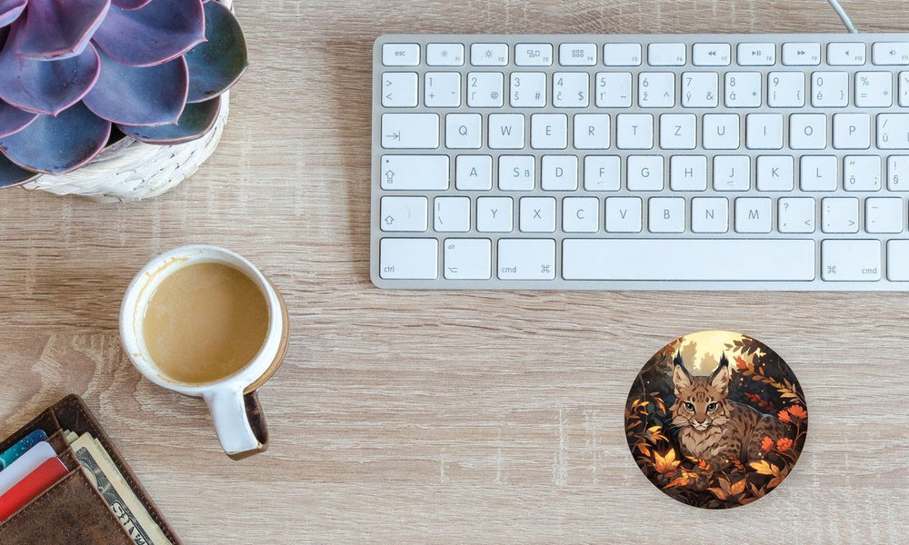 Bobcat in an Autumn Forest Round Sticker