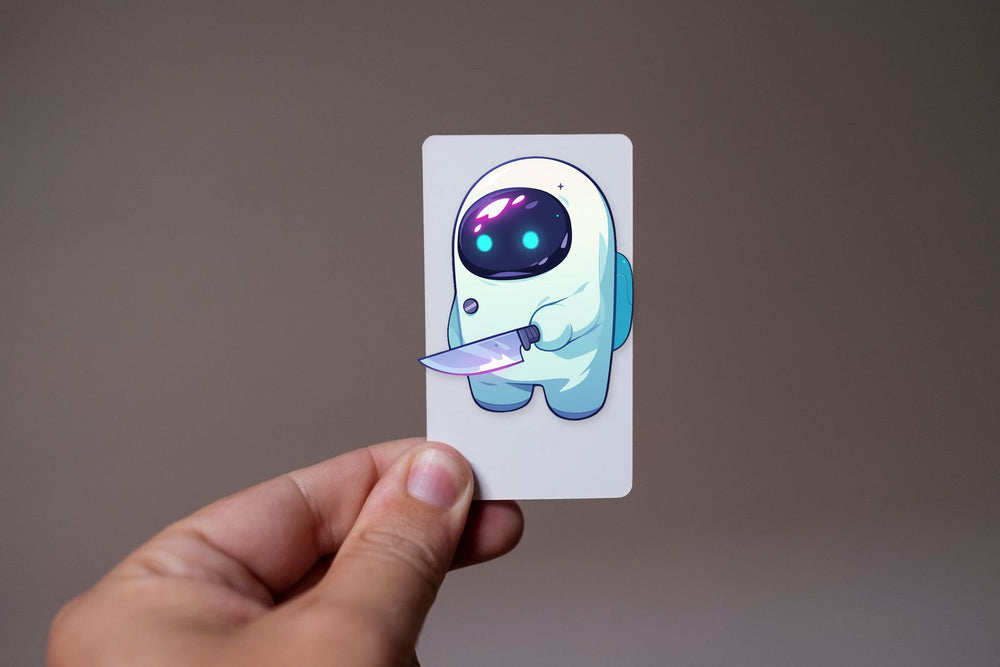 Among Us White Impostor with Knife Sticker