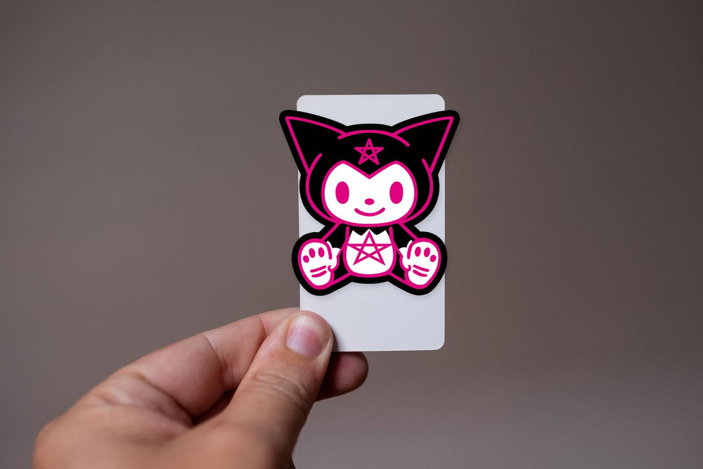 Neon Kuromi Pentagram Goth Outline Sticker