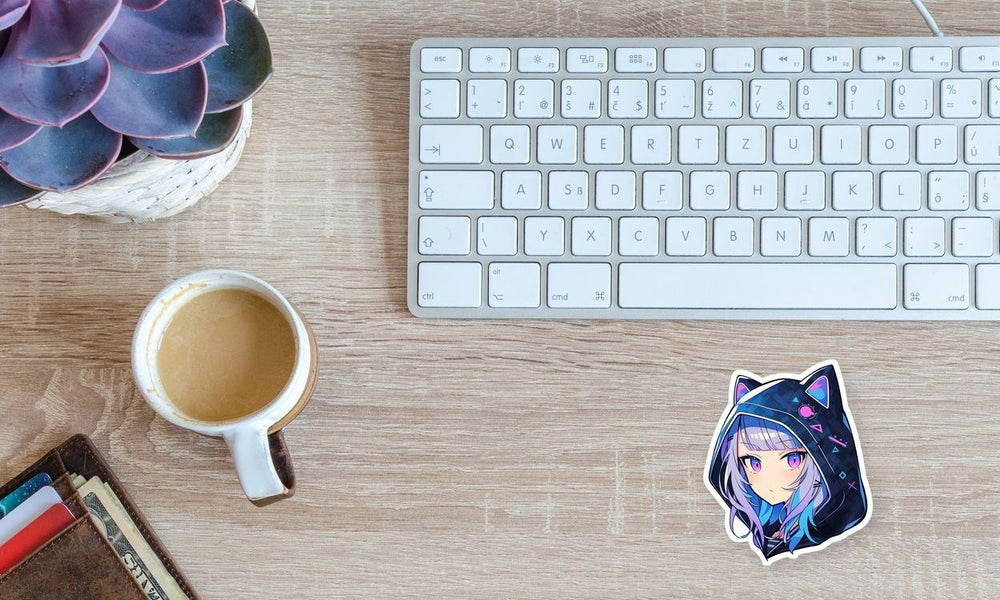 Anime Girl with Pink & Purple Eyes Sticker