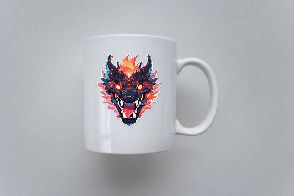 Black & Orange Dragon Head Sticker