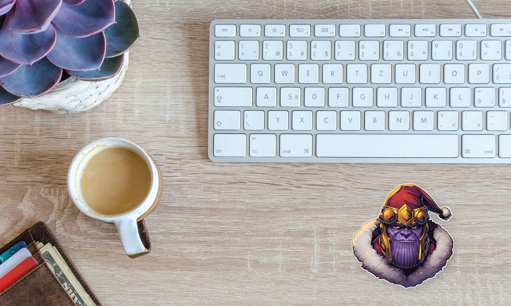 Thanos in Christmas Hat Sticker