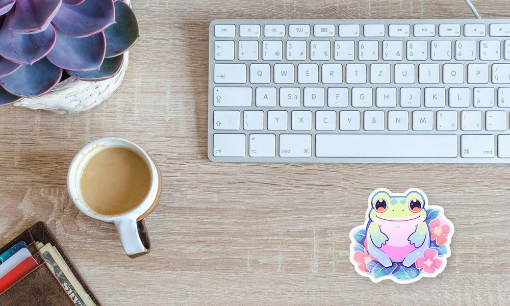 Pastel Cute Frog Sitting in Flowers Sticker
