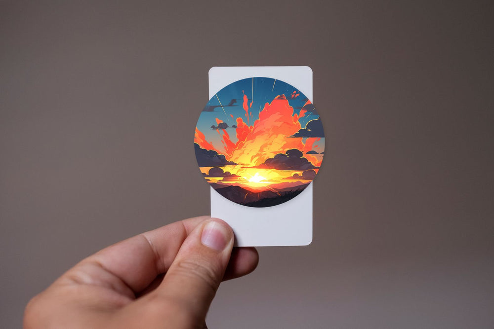 Beautiful Sunset & Clouds Round Sticker