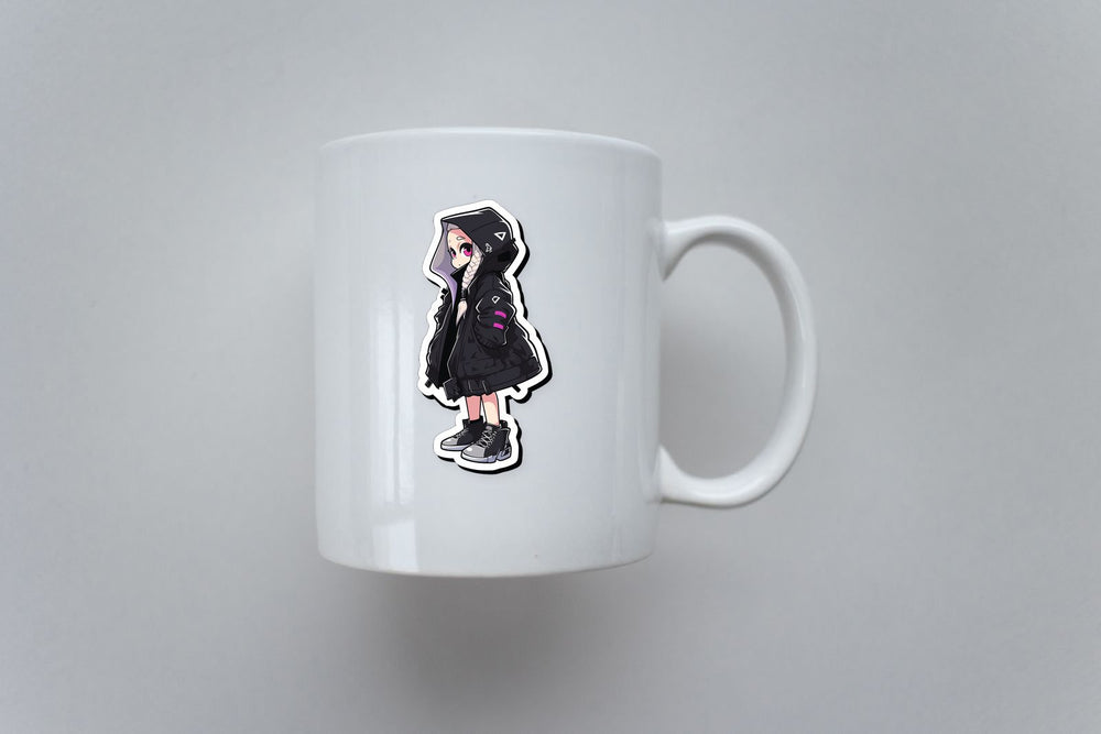 Anime Girl Techwear Jacket Sticker