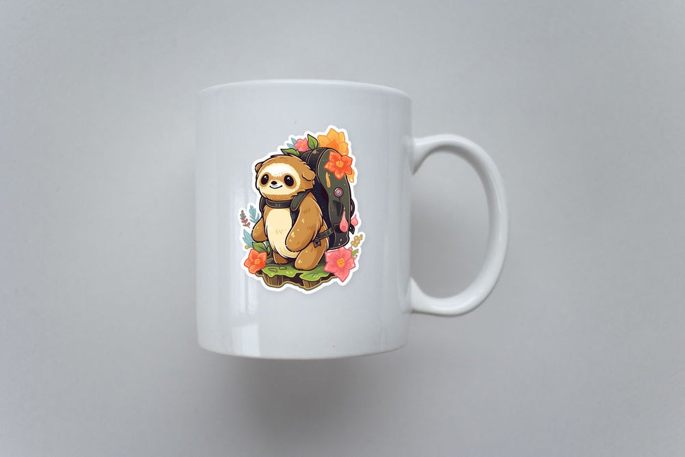 Sloth Traveling with Backpack Sticker