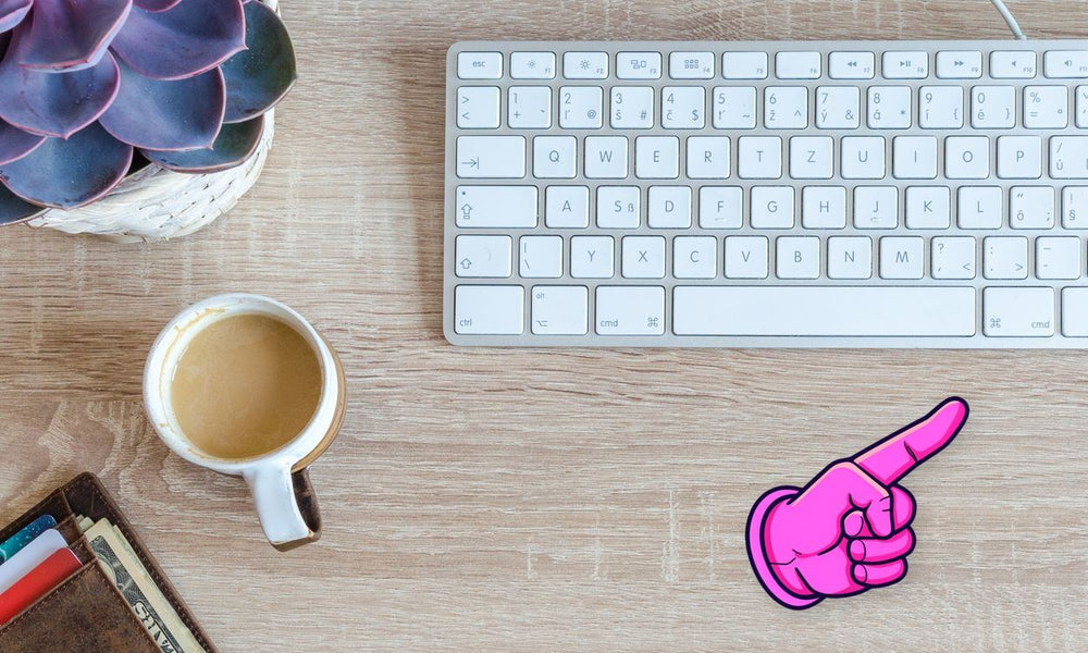 Pink Pointing Hand Sticker