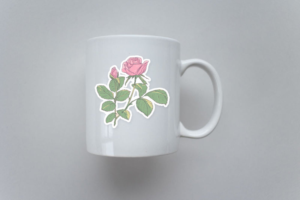 Vintage Pink Rose Botanical Sticker